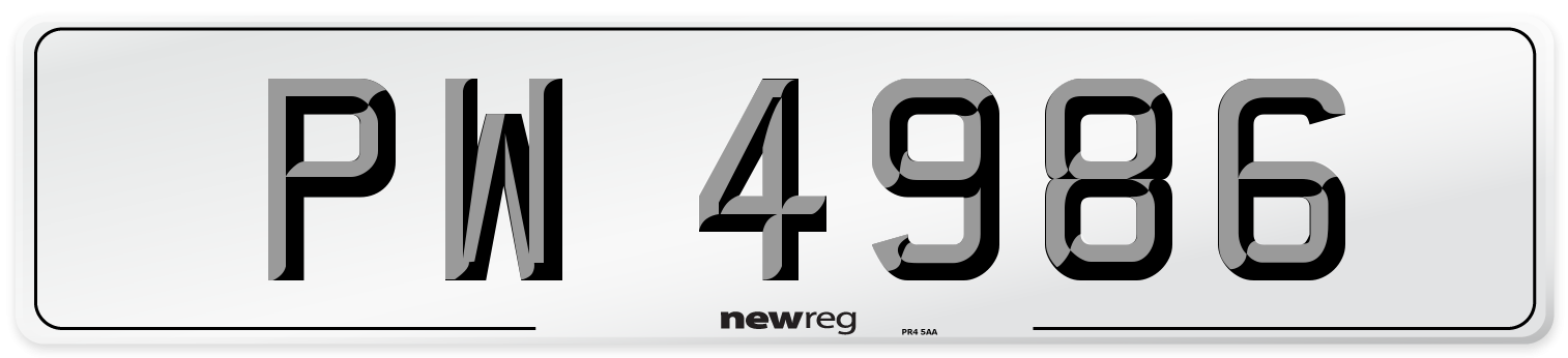 PW 4986 Number Plate from New Reg